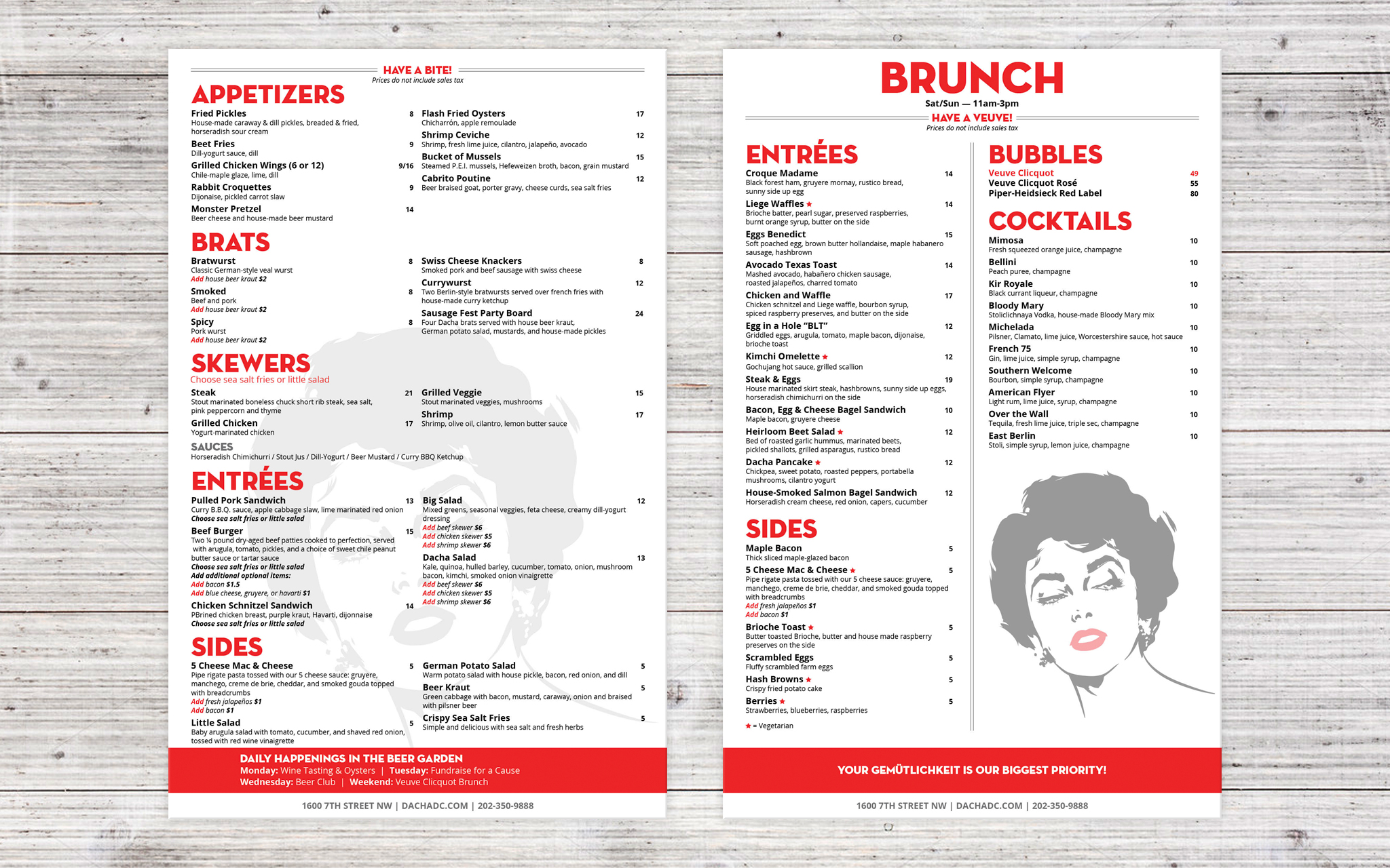 food and brunch menus