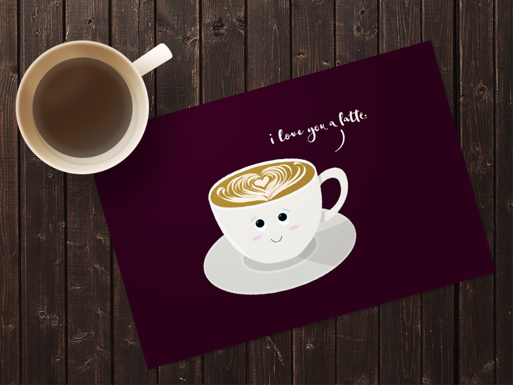 'I love you a latte' illustration